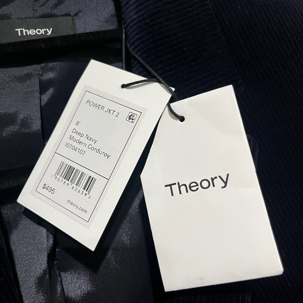 Theory Women's Navy Blue Velvet Blazer - Picture 3 of 3